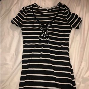 ❌❌SOLD❌❌ Stripe lace up bodycon dress